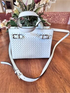 KATE SPADE Mint Green Perforated Leather Convertible Satchel